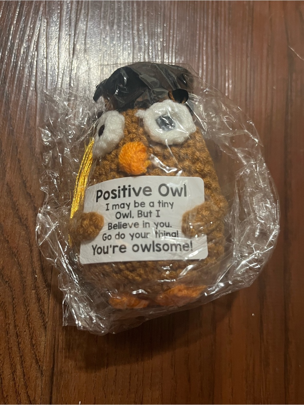 Positive Owl Crochet Plush - Brown Motivational Gift